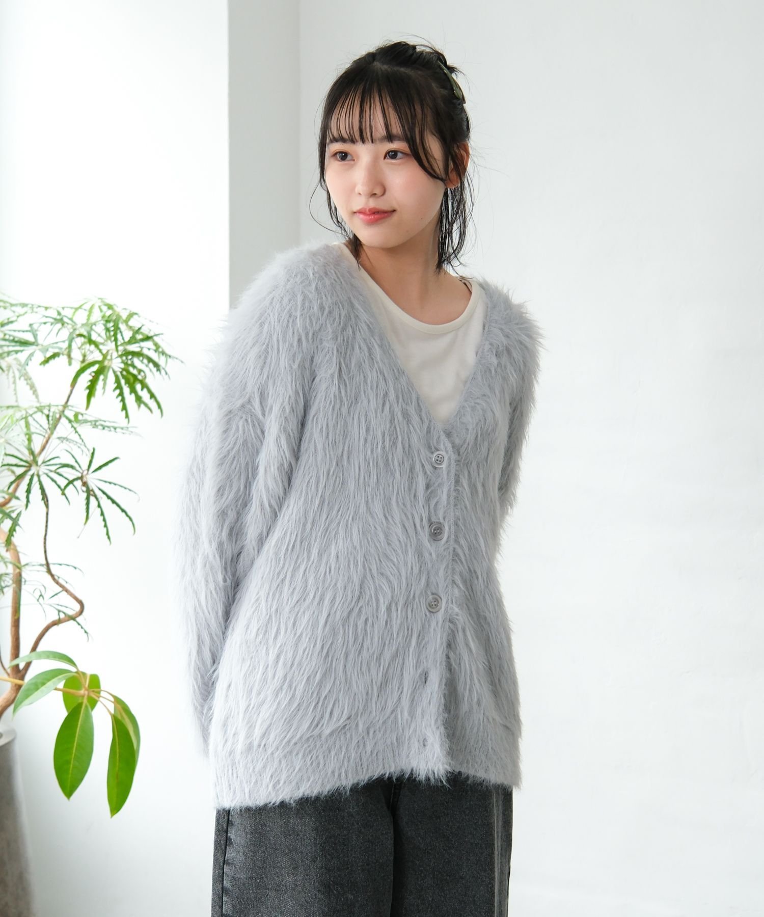 Объемный кардиган с длинным ворсом / И ЛЮБОЙ / 599706 GLOBAL WORK, Winter Gray 13 — фото 4
