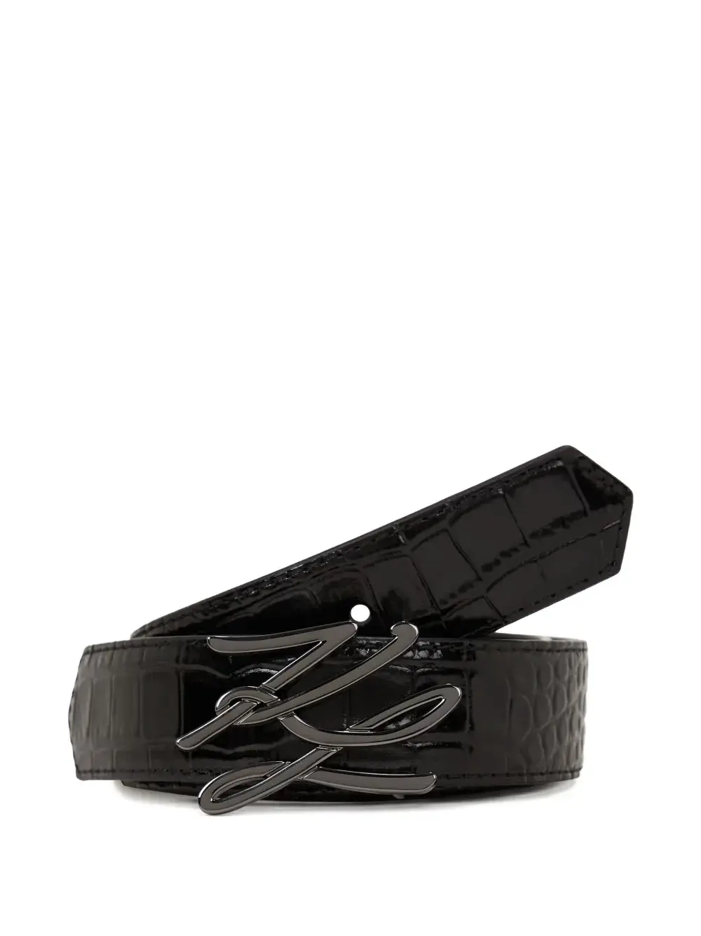

Ремень K/Autograph с тиснением под кожу крокодила Karl Lagerfeld, черный
