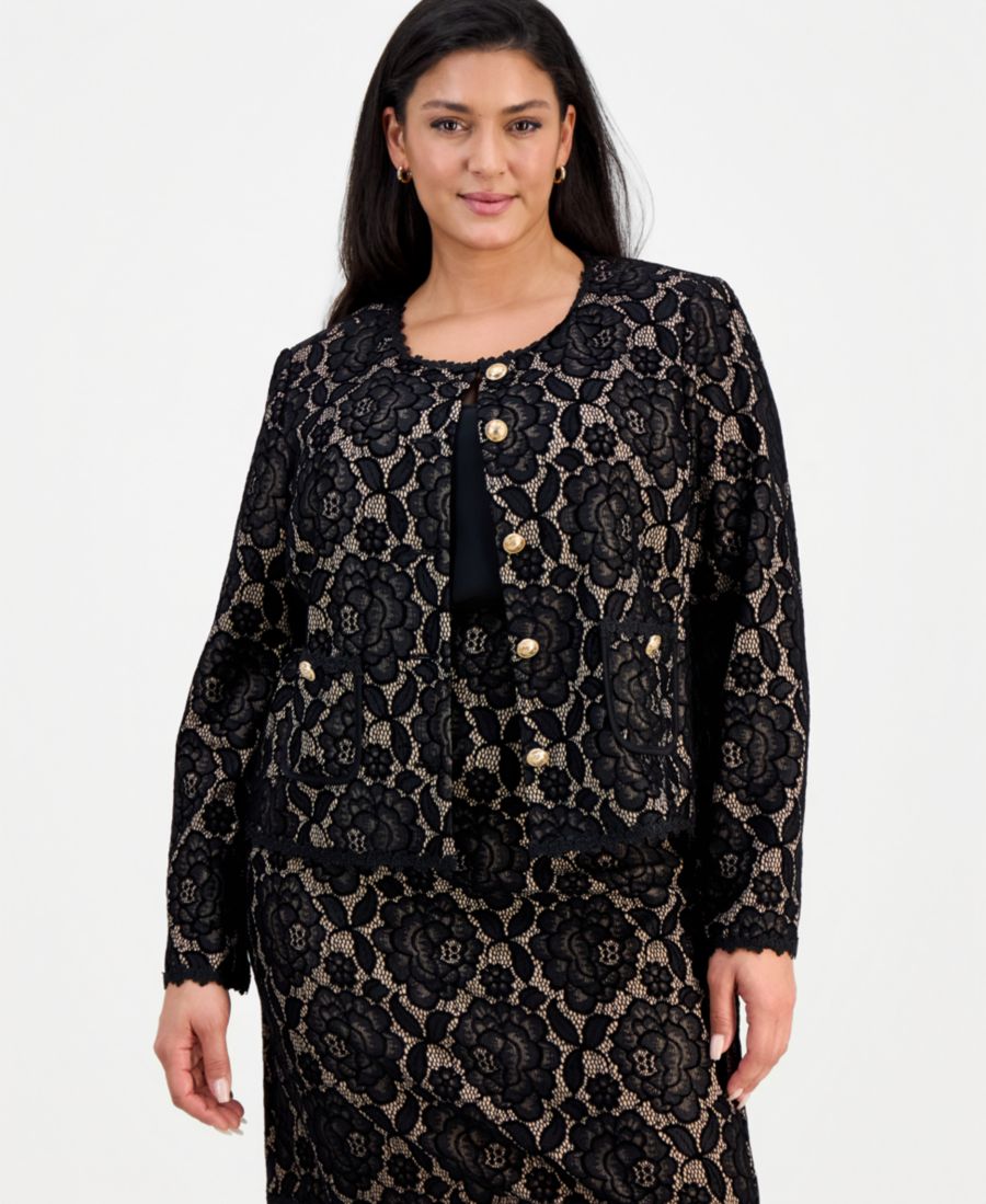 

Куртка из кружева больших размеров Tahari ASL, Black/Nude