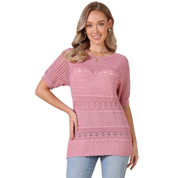 

Летний свитер-пуловер с коротким рукавом Inspire Chic, Pink