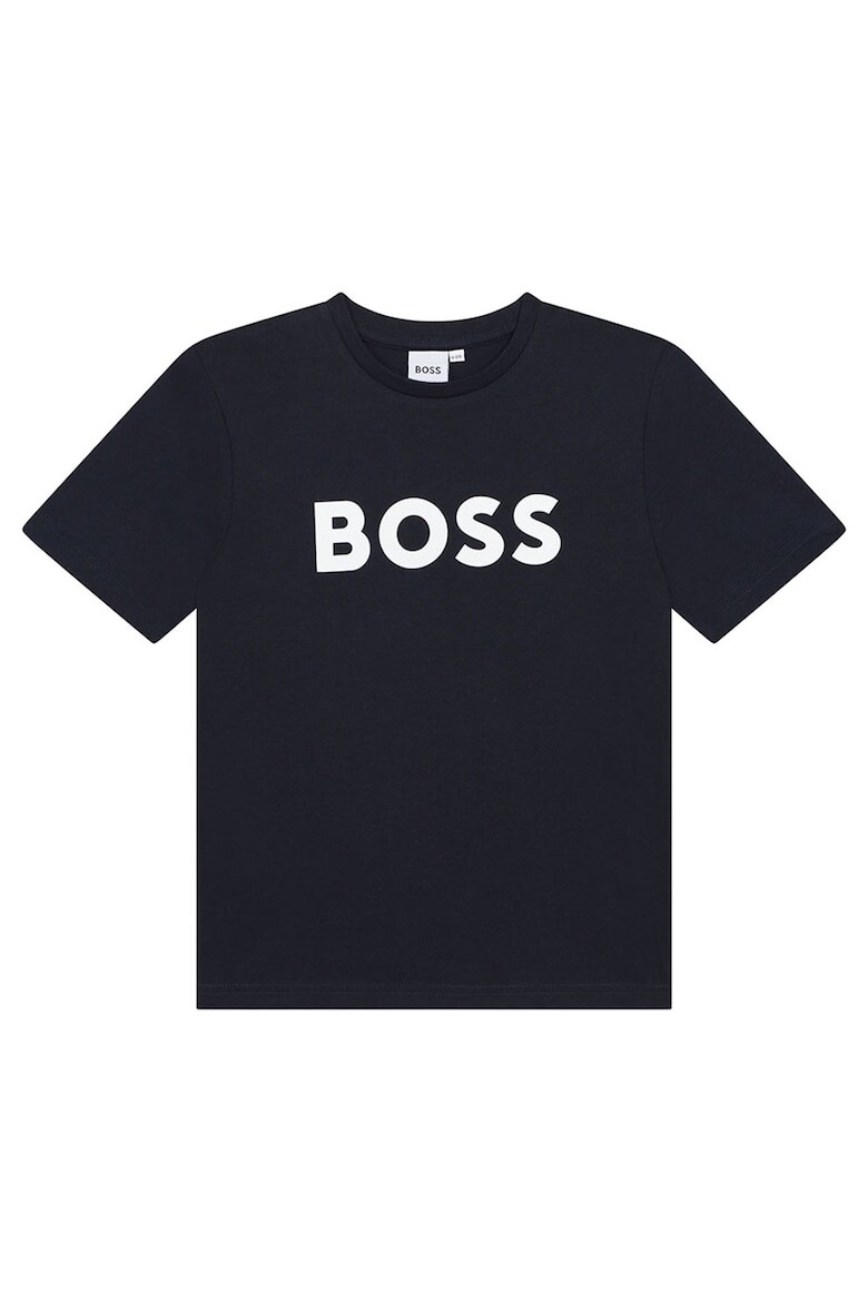 

Хлопковая футболка с контрастным логотипом Boss Kidswear, синий