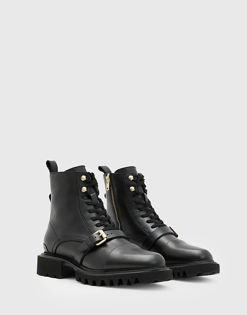 Ботинки AllSaints Tori из кожи на шнуровке черного цвета