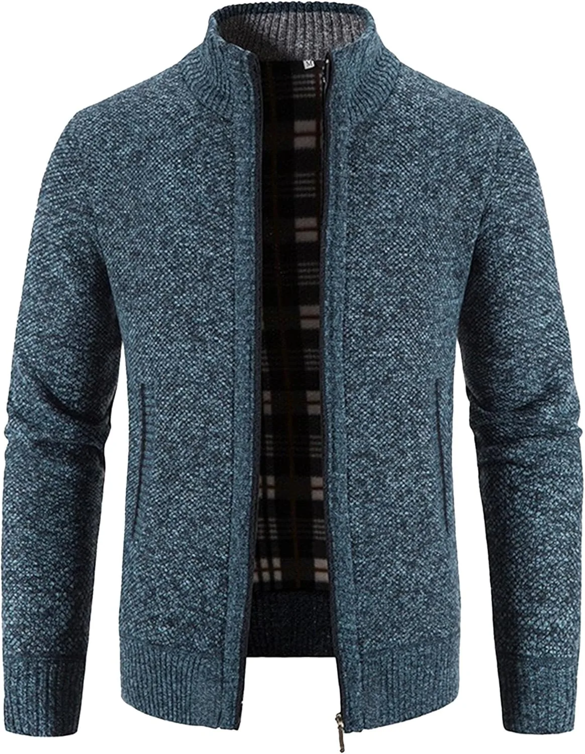 

Мужской теплый кардиган зимний свитер с длинными рукавами и воротником стойкой JEKE-DG