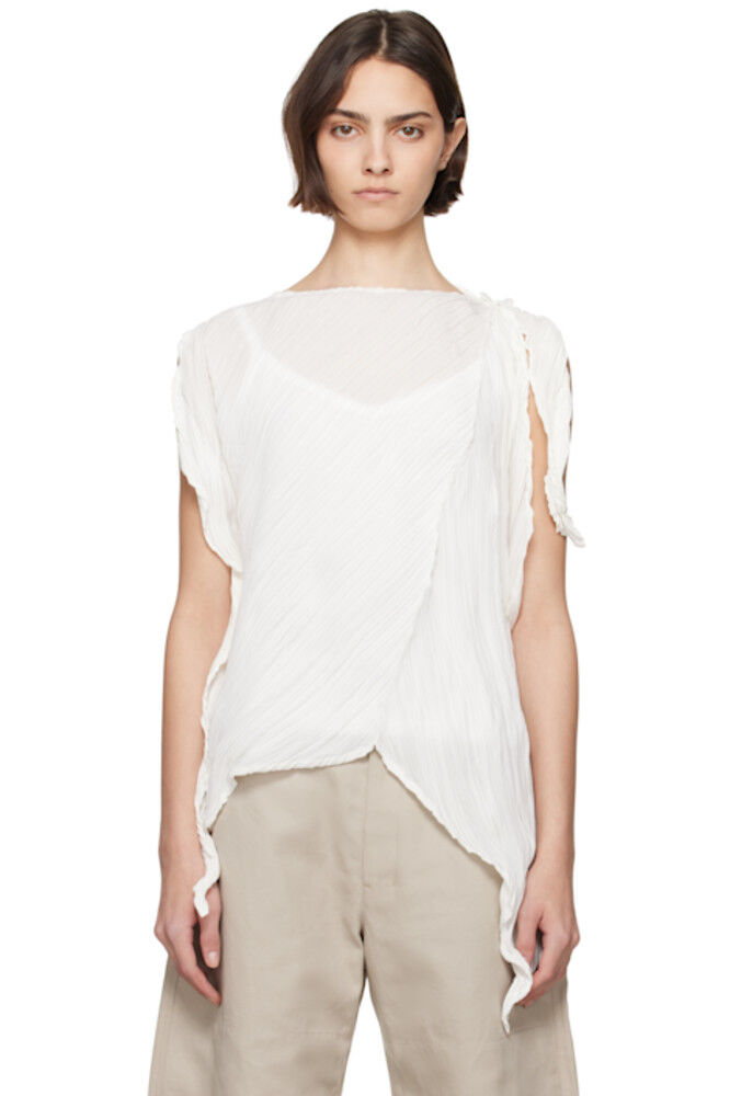 

Белая мятая и перекрученная блузка ISSEY MIYAKE