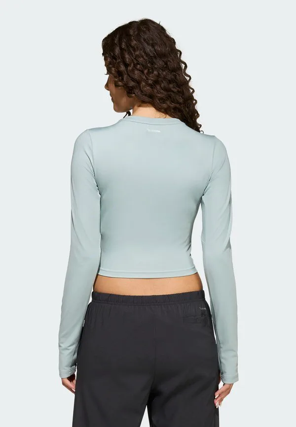 Укороченный топ с длинными рукавами в стиле techfit для подростков Adidas Performance, Sage/White — фото 2