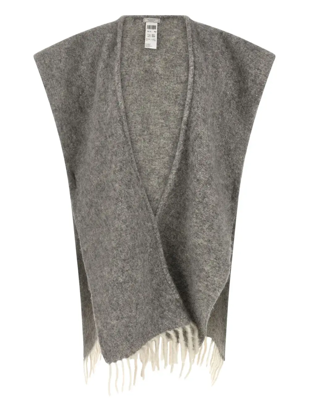 

Пончо с бахромой из пайеток Peserico, серый