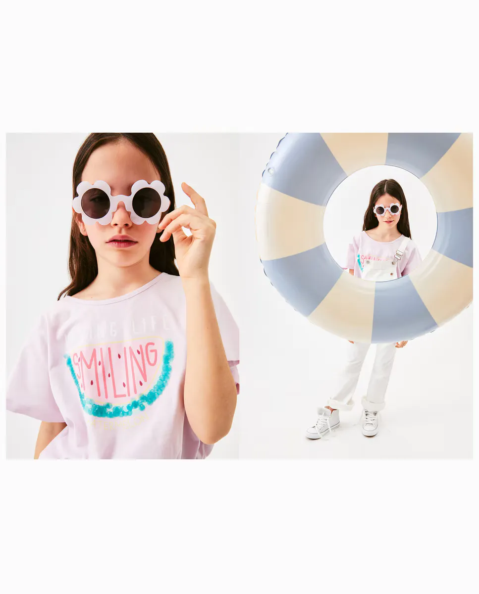 

Футболка для девочек с коротким рукавом и пайетками Kids El Corte Inglés, цвет Rosa