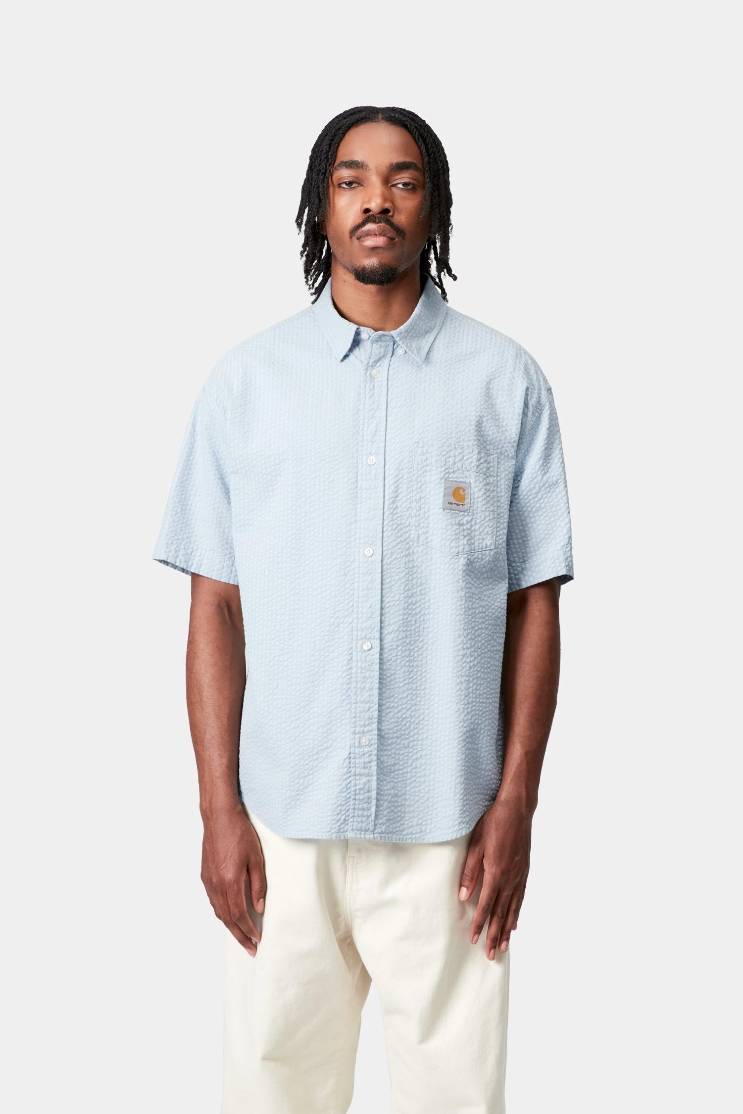 

Рубашка Toland в полоску с коротким рукавом Carhartt, синий