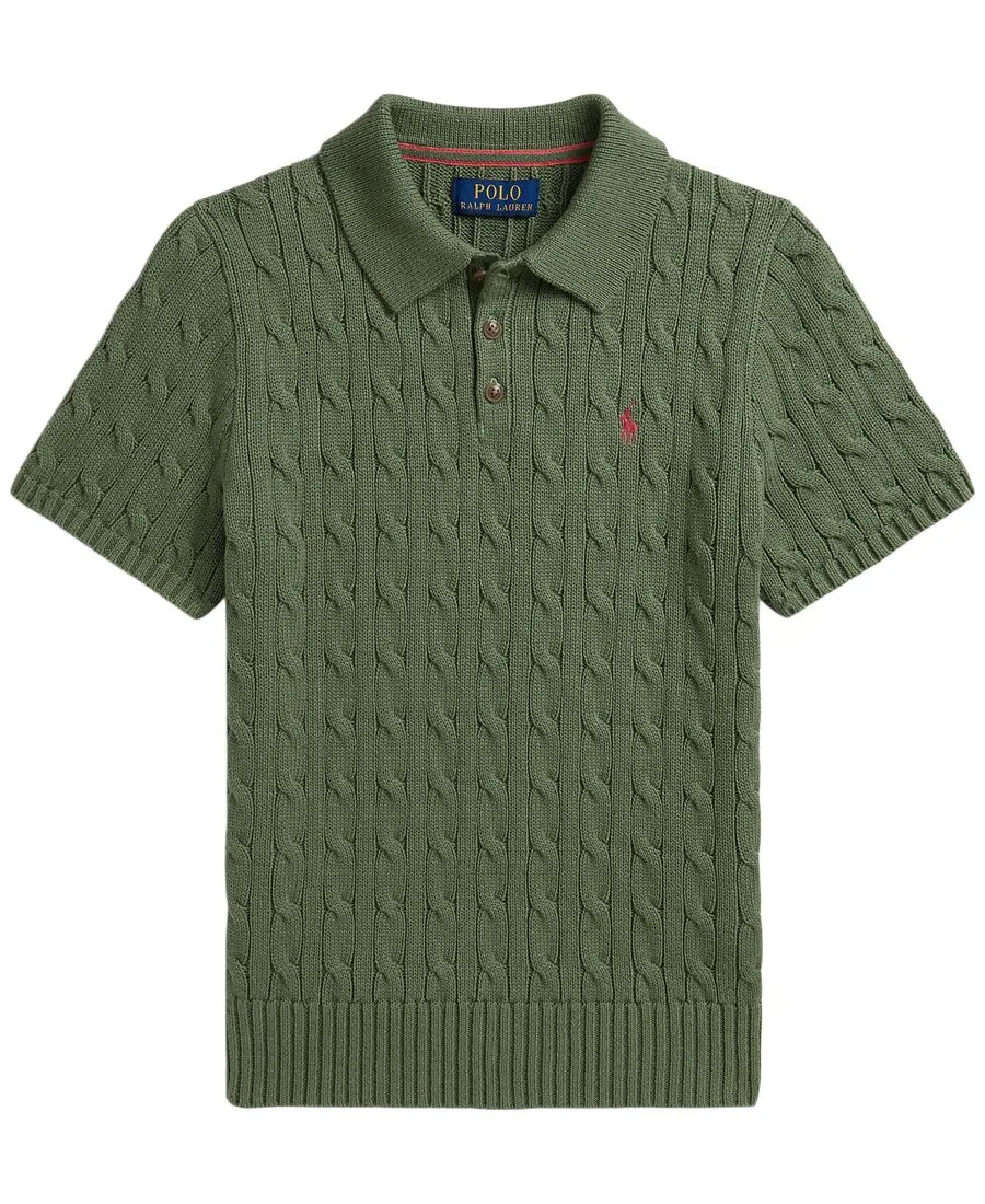 Детский поло-свитер крупной вязки (8-20 лет) Polo Ralph Lauren, зеленый