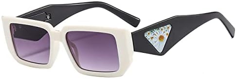 

Маленькие прямоугольные солнцезащитные очки для мужчин и женщин с принтом, дорожные солнцезащитные очки в винтажном ретро-стиле с защитой от УФ-излучения UV400 MTZJH, White