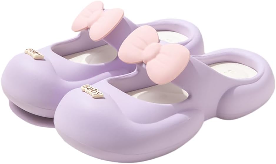 

KFVIM Милые сланцы-клоги для мужчин и женщин, сандалии для пляжа с бантом, фиолетовый