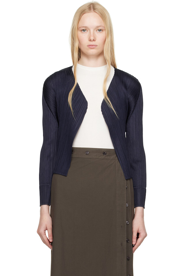 

Новый красочный базовый кардиган 4 Pleats Please Issey Miyake, синий