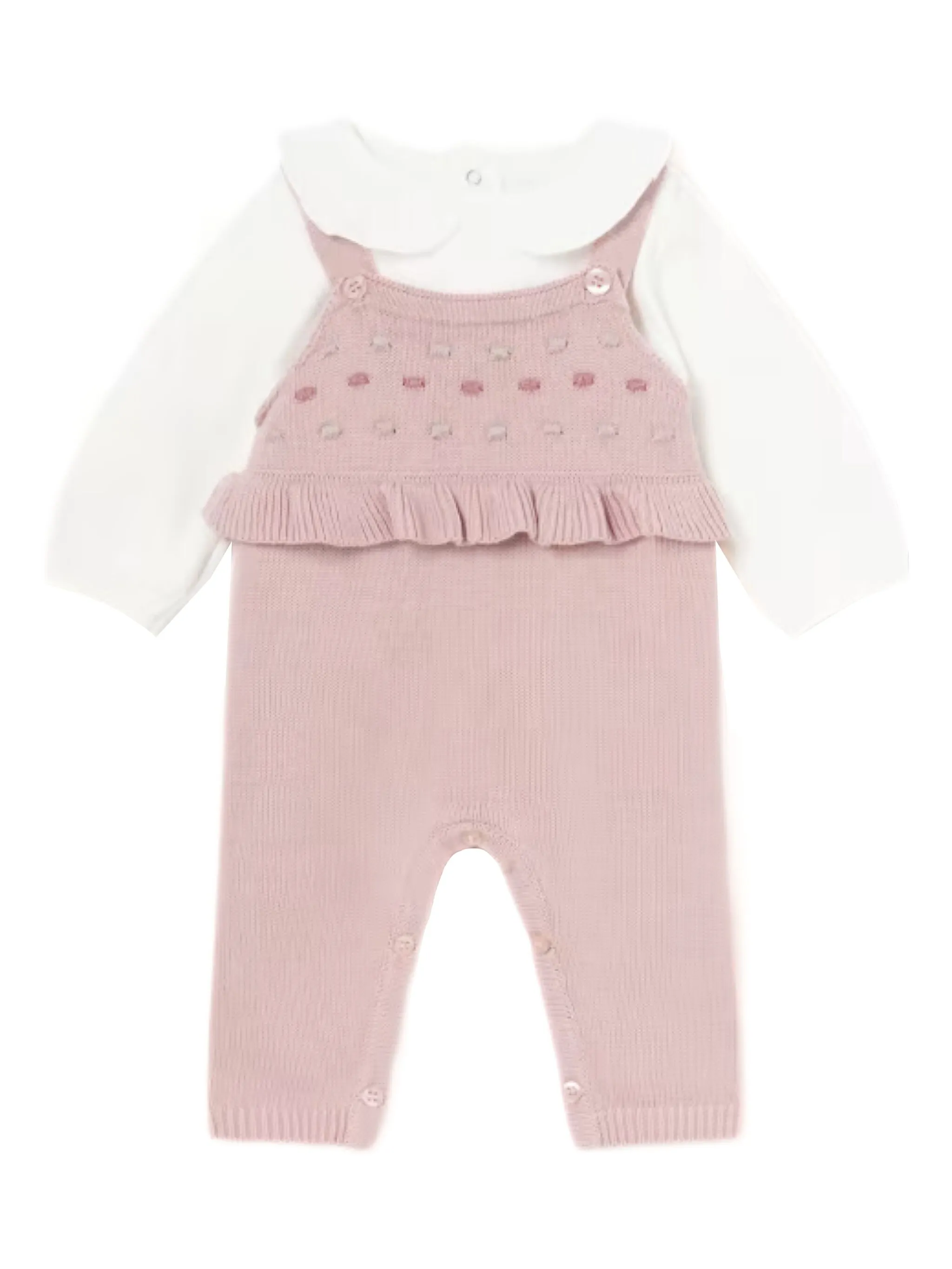 

Комплект из ромпера и шапки с оборками Mayoral, розовый