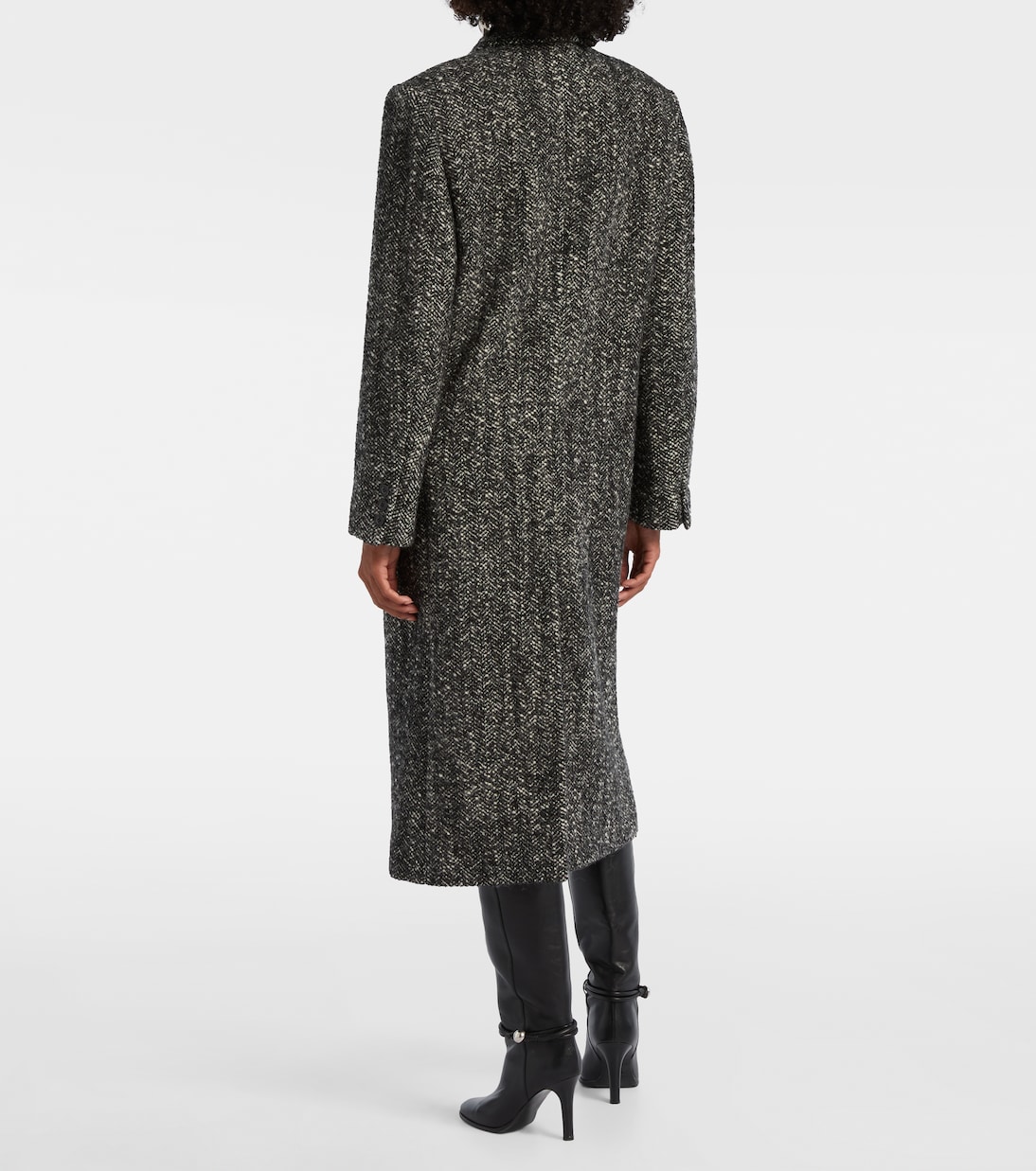 Пальто из твида Ebyane с шевронным узором из шерстяной смеси Isabel Marant, Black Ecru — фото 3