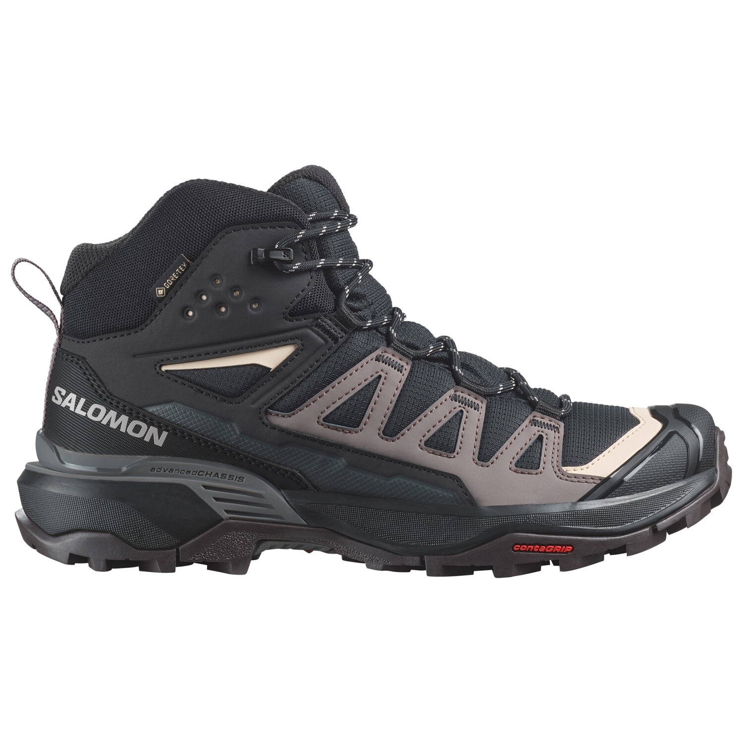 

Ботинки для прогулки Salomon Women's X Ultra 360 Mid GTX, цвет Black/Plum Kitten/Shale