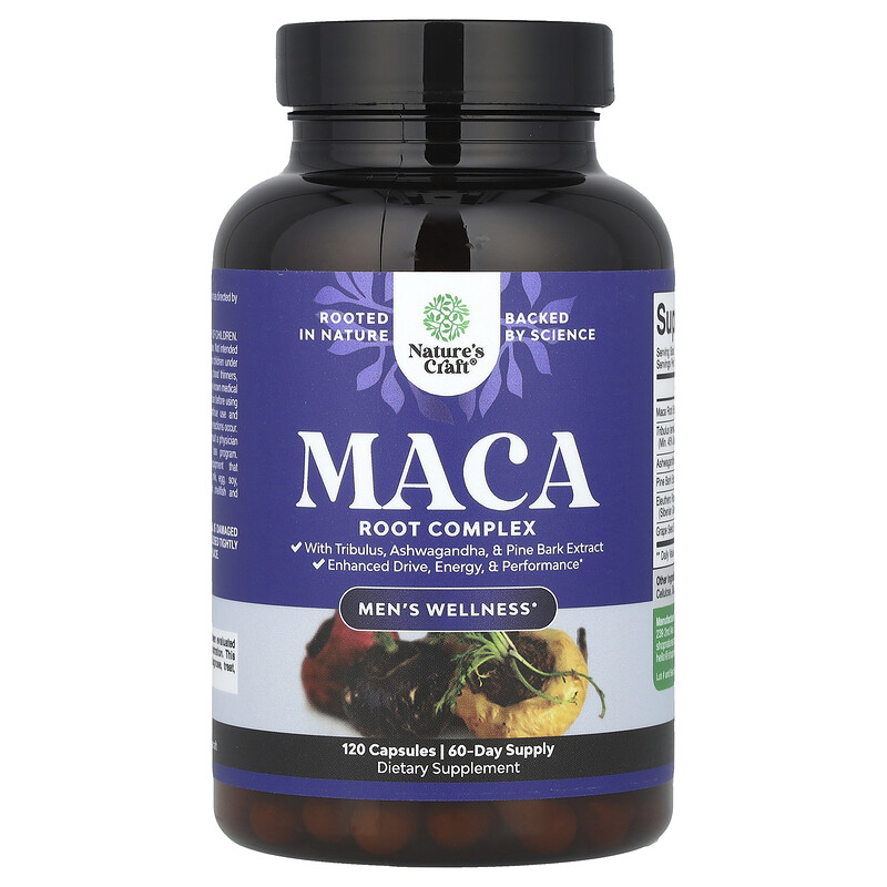 

Nature's Craft, Men's Wellness, комплекс из корня маки, 120 капсул