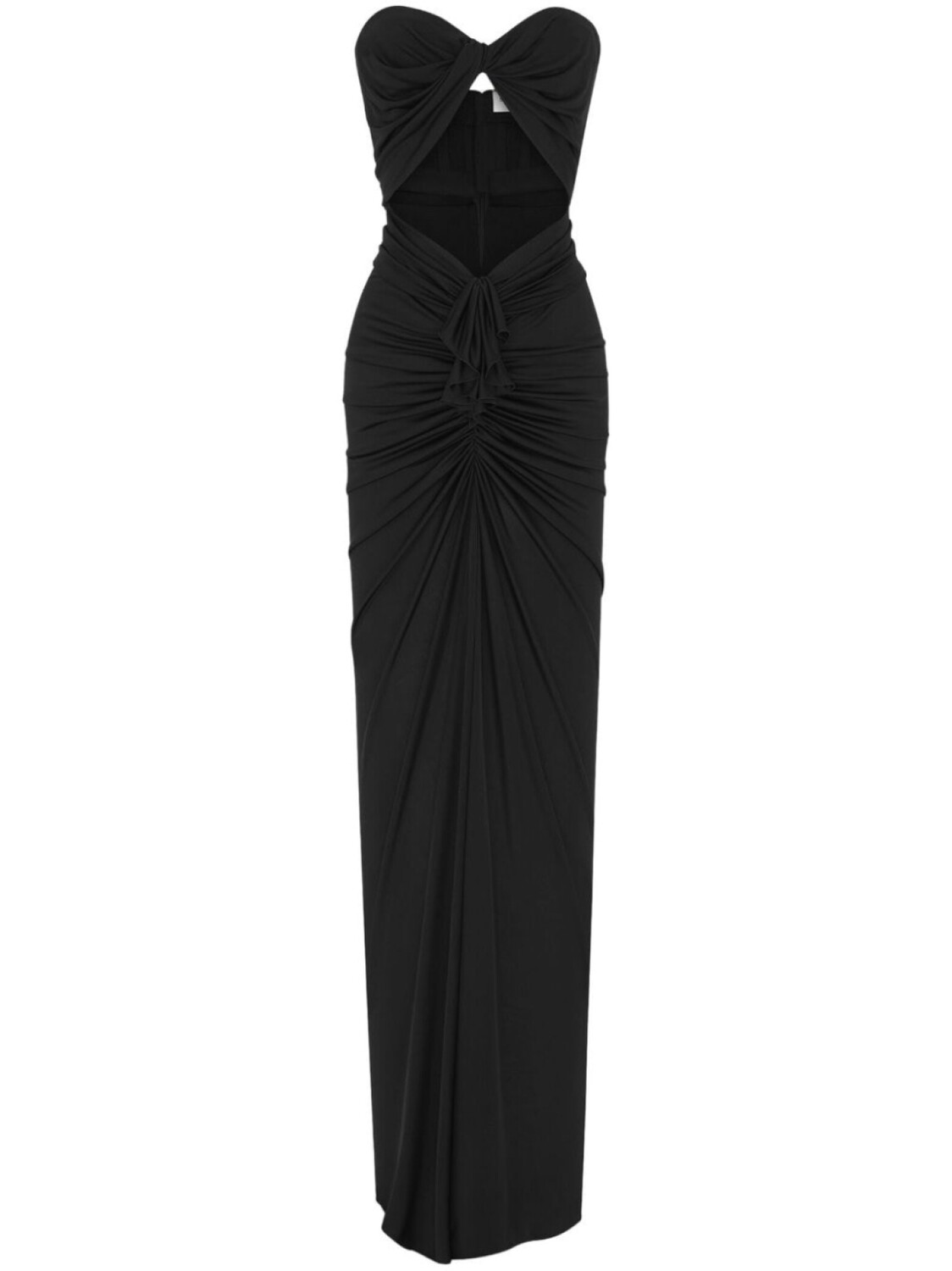 

Saint Laurent шелковое платье макси с вырезом в форме сердца, черный