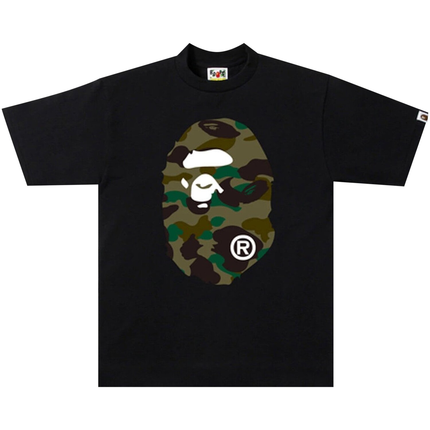 

Футболка BAPE 1st Camo Big Ape Head, черная/зеленая, Черный, Футболка BAPE 1st Camo Big Ape Head, черная/зеленая