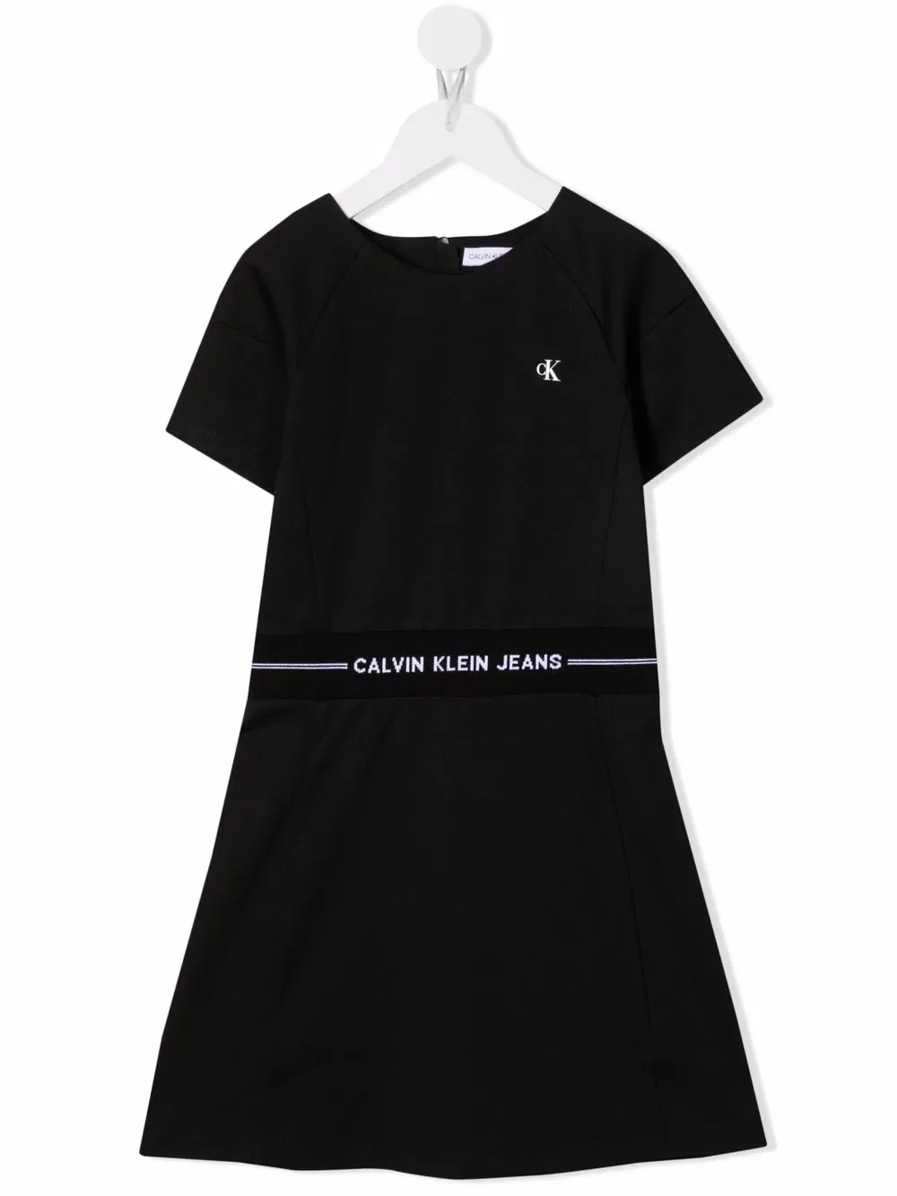 Платье с поясом и логотипом Calvin Klein Kids, черный