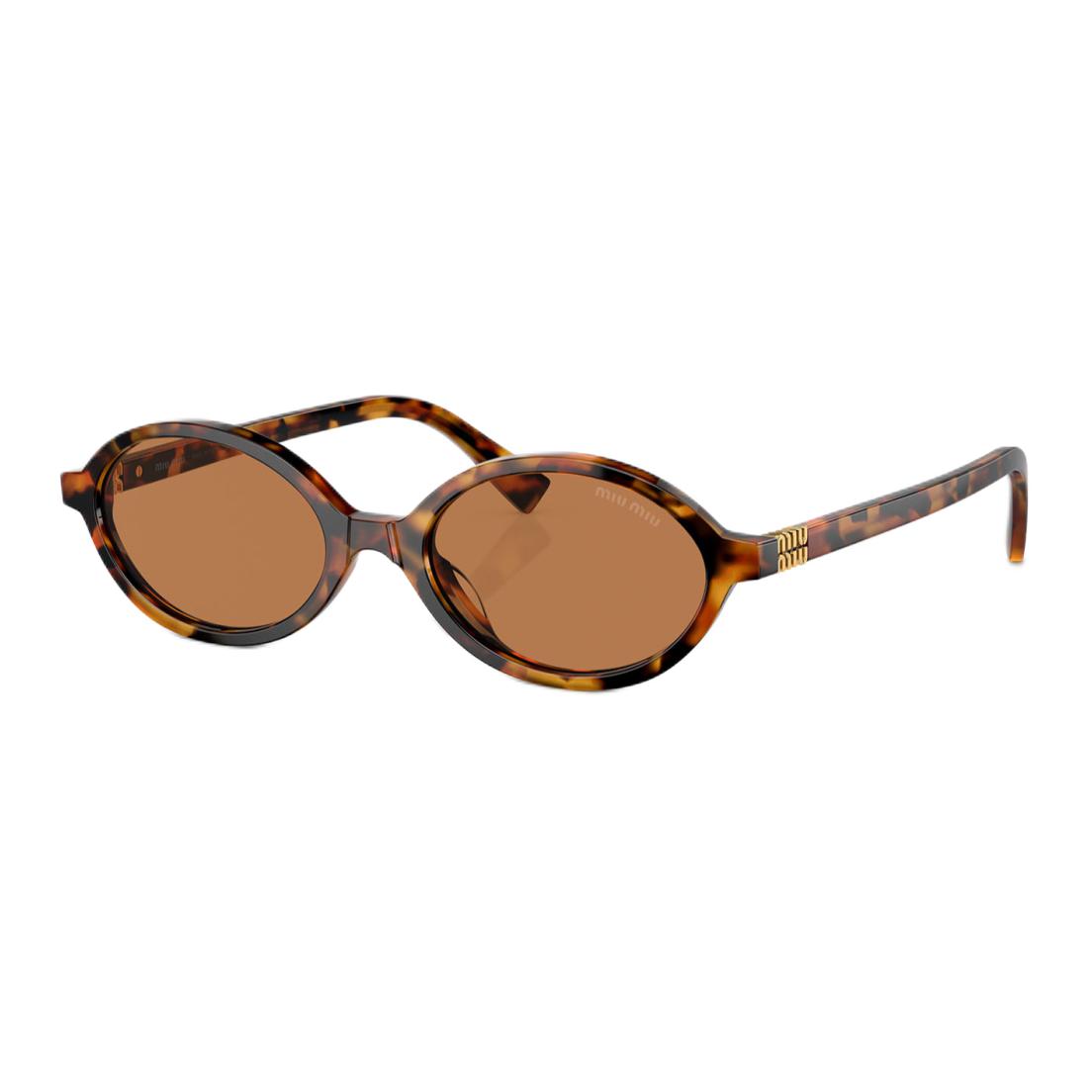 MIU MIU Овальные солнцезащитные очки с полной оправой, Tortoiseshell — фото 3