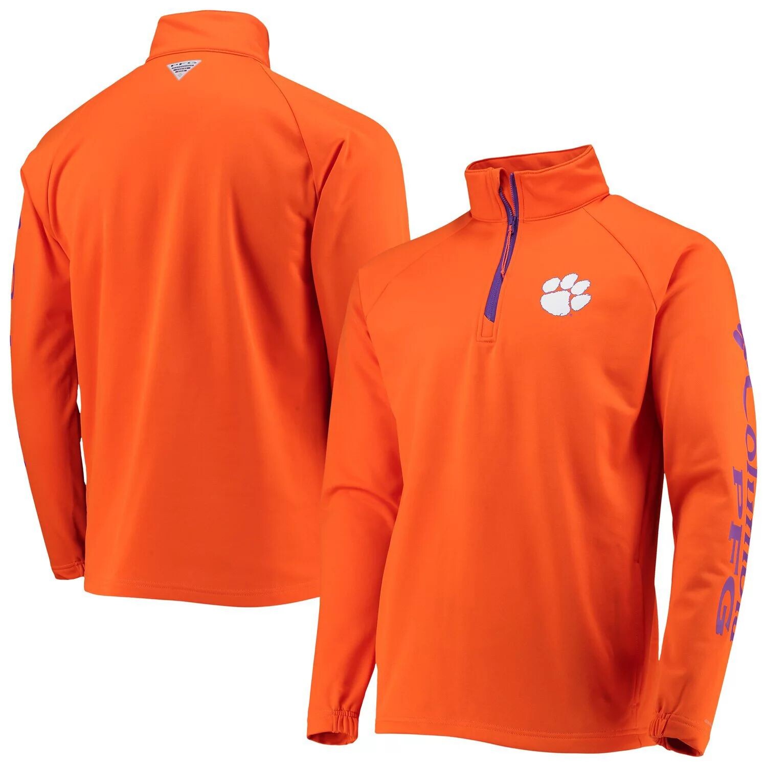 

Мужская флисовая куртка Columbia Orange Clemson Tigers Terminal Tackle с молнией на четверть реглан, омни-оттенок