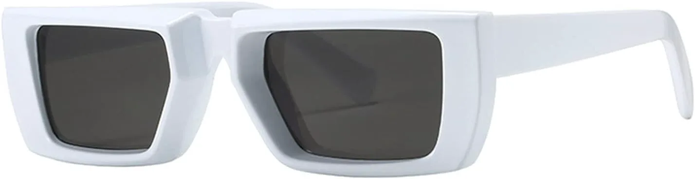 

Модные солнцезащитные очки класса люкс для женщин и мужчин, в стиле панк, прямоугольные, женские, с большой оправой, с защитой от УФ-излучения UV400 Melrose, White