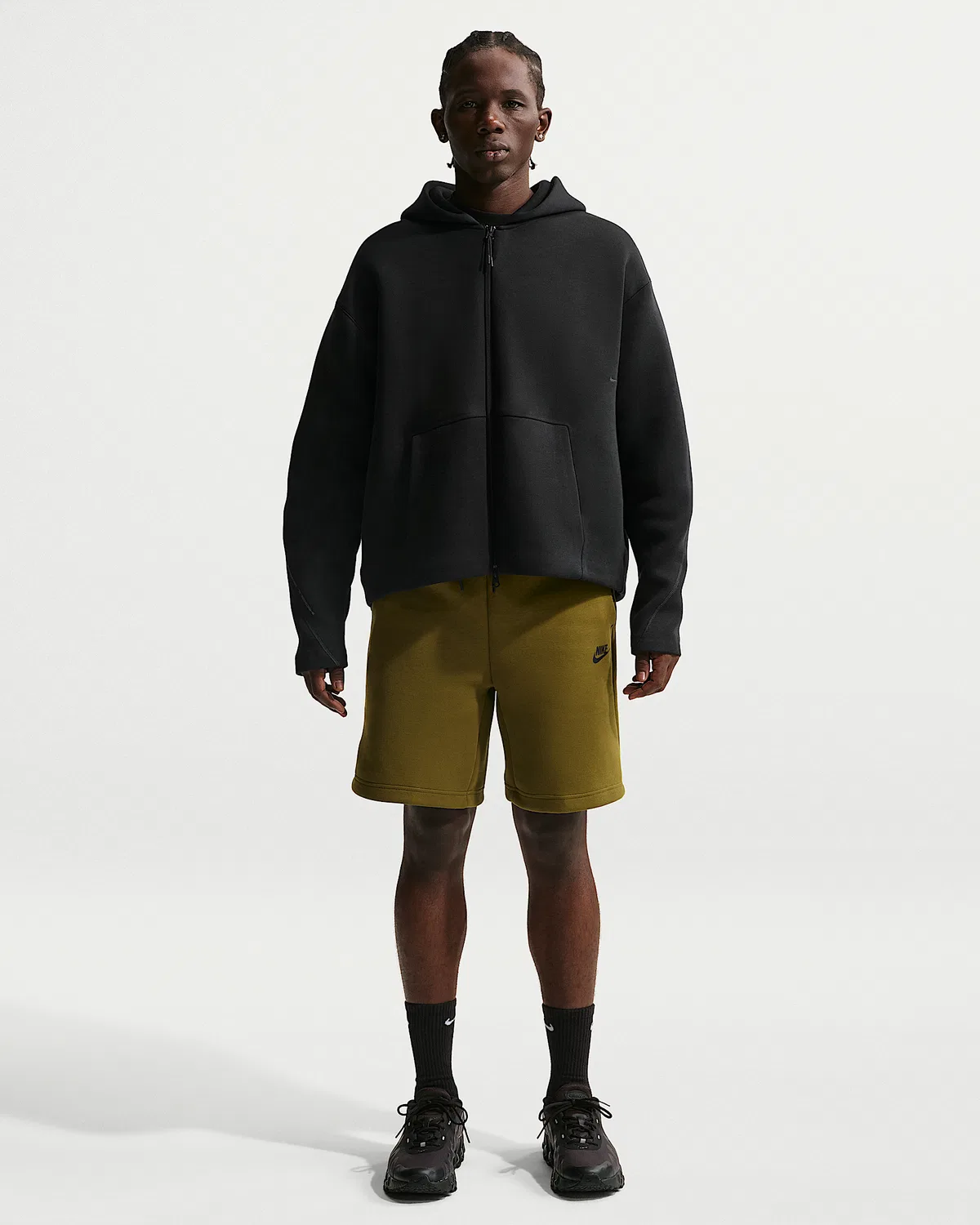 Мужская флисовая худи на молнии Nike Tech, Black/Black — фото 4