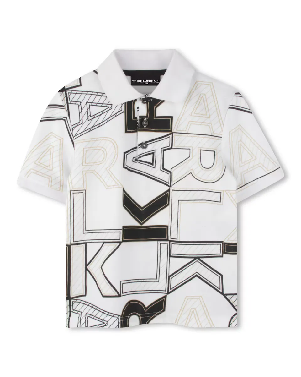 

Футболка-поло для мальчика из хлопка с принтом Karl Lagerfeld Kids, мультиколор