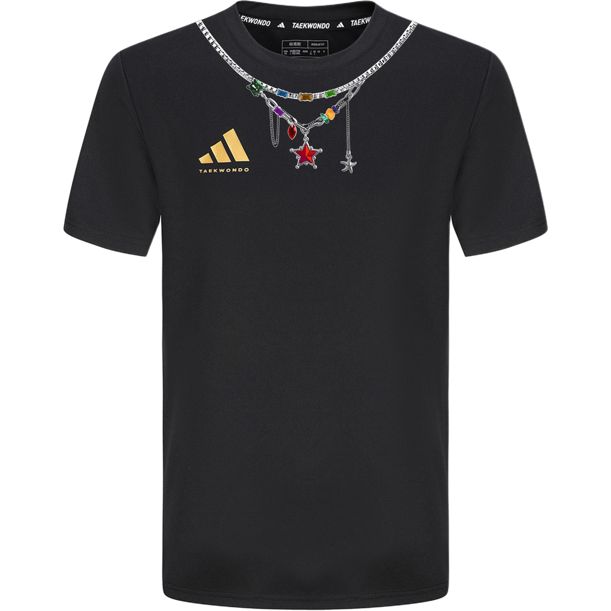 

Спортивная футболка с круглым вырезом, хлопковая футболка унисекс Adidas, черный