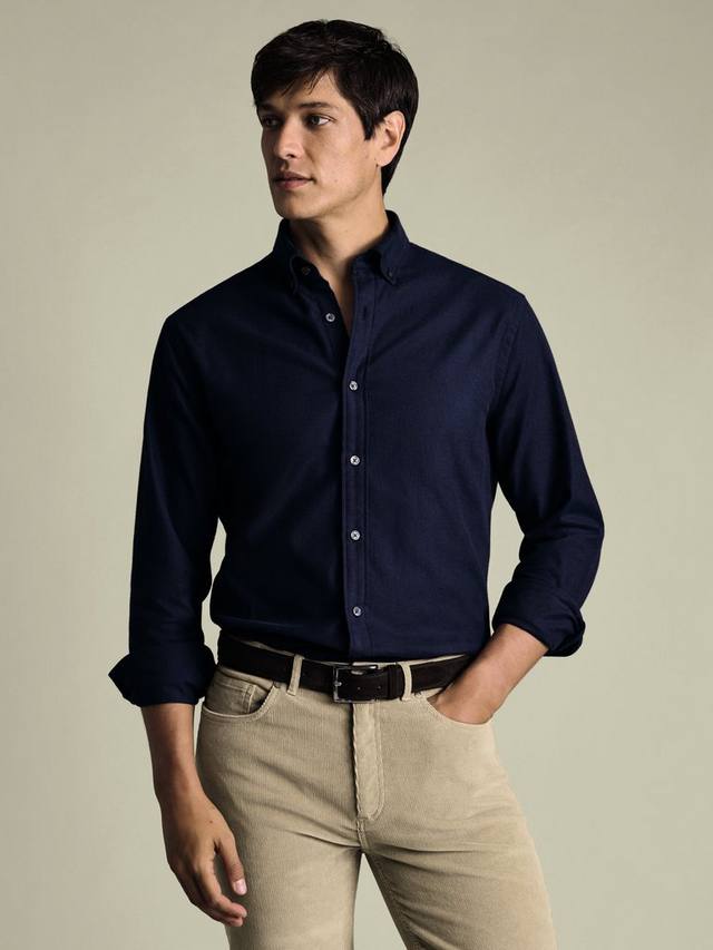 

Фланелевая рубашка Regular Fit из хлопка с начесом Charles Tyrwhitt, Navy