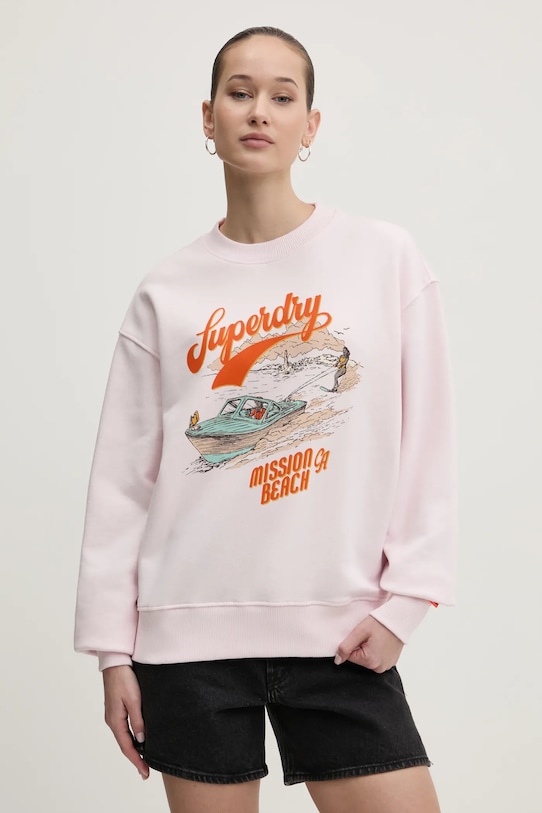 

Хлопковая толстовка Superdry, розовый