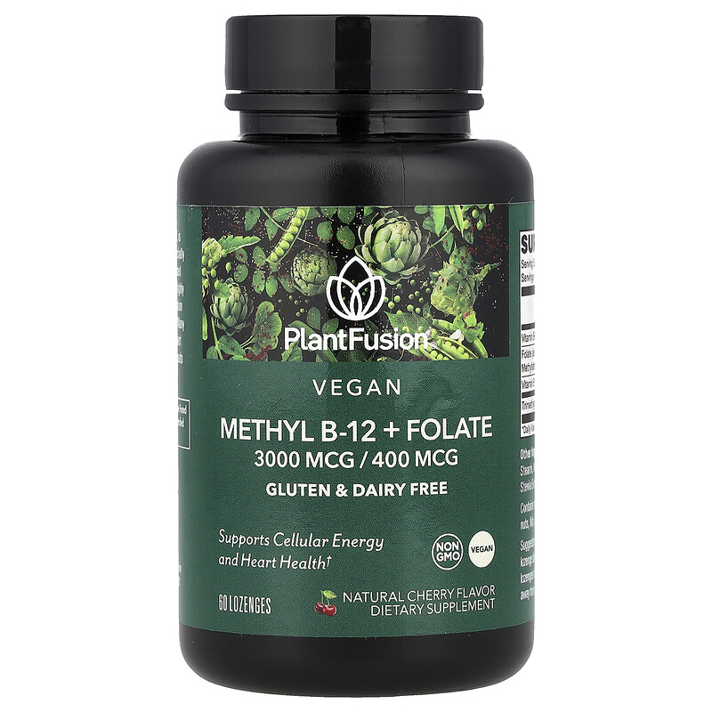 

PlantFusion, Метил B-12 + фолат, натуральная вишня, 60 пастилок