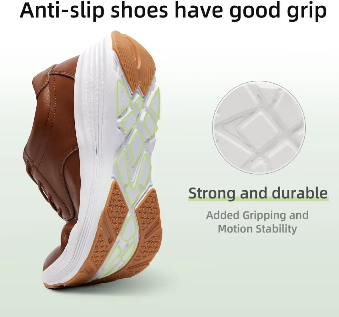 Мужские ортопедические кожаные туфли OrthoComfoot: комфортная поддержка свода стопы, деловые рабочие оксфорды при подошвенном фасците, ортопедические повседневные кроссовки с толстой подошвой для облегчения боли в ногах и пятках, коричневый — фото 4