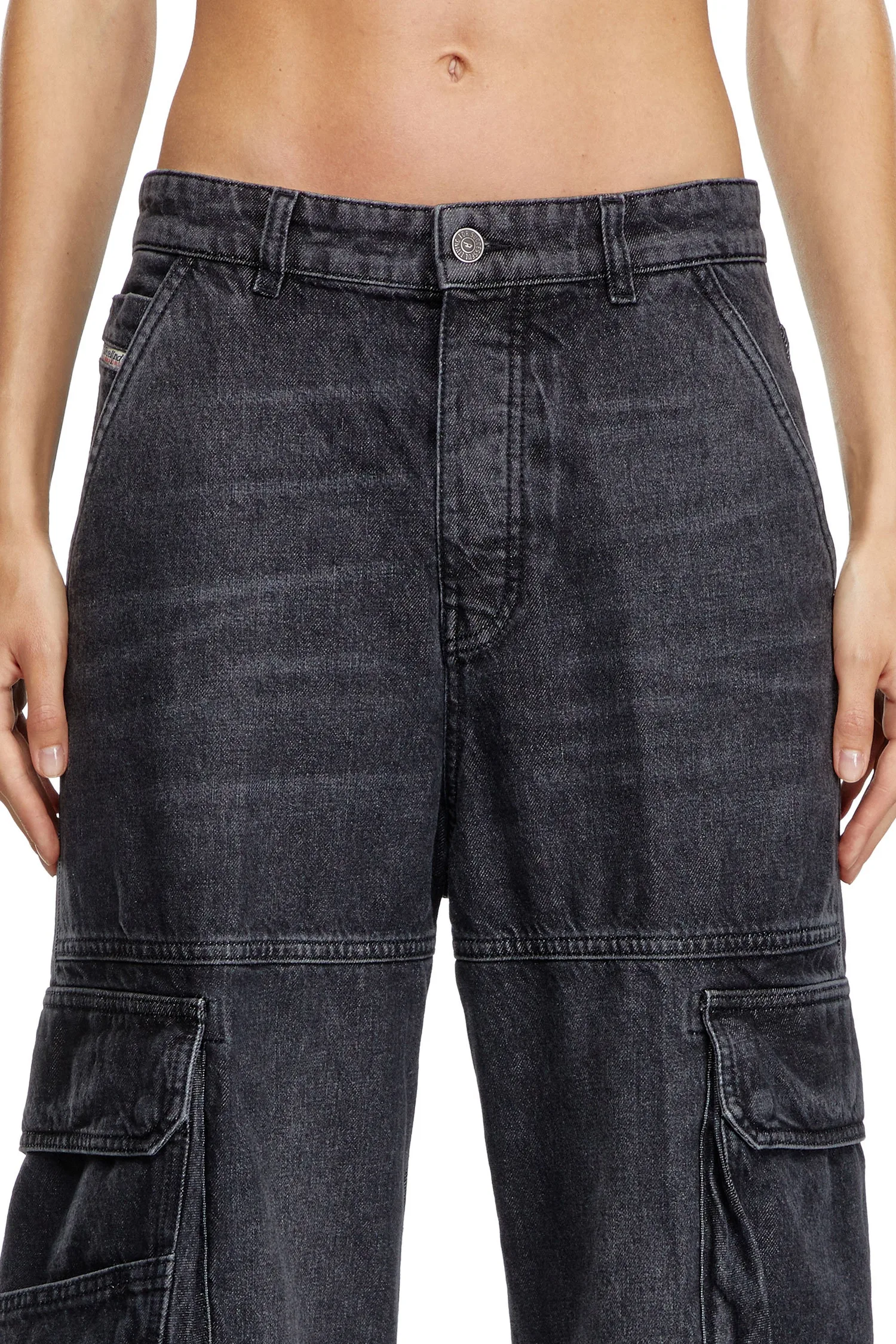 Женские джинсовые брюки-карго, свободного кроя. Diesel, black — фото 2