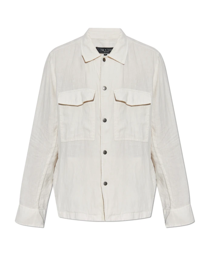 

Льняная рубашка с карманами Rag & Bone, бежевый