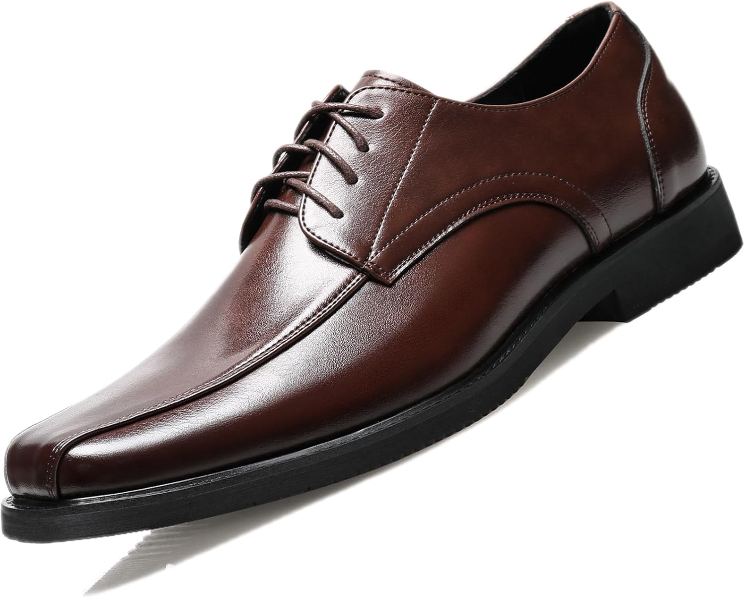 

Мужские кожаные оксфорды с квадратным носком на шнуровке, с комфортной подкладкой, легкие, с нескользящей подошвой, дерби на каждый день, для бизнеса, вечеринок, работы и свадеб Adkgbe, коричневый