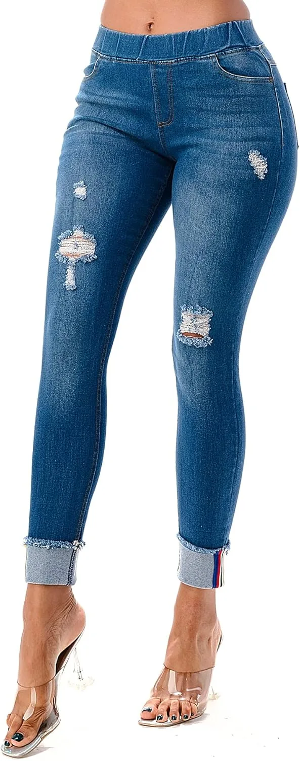 

Женские джинсы Skinny с эластичным поясом, рваные и потертые Jvini