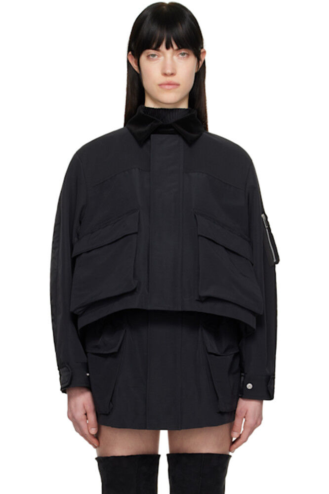 

Черная куртка из саржи и нейлона sacai