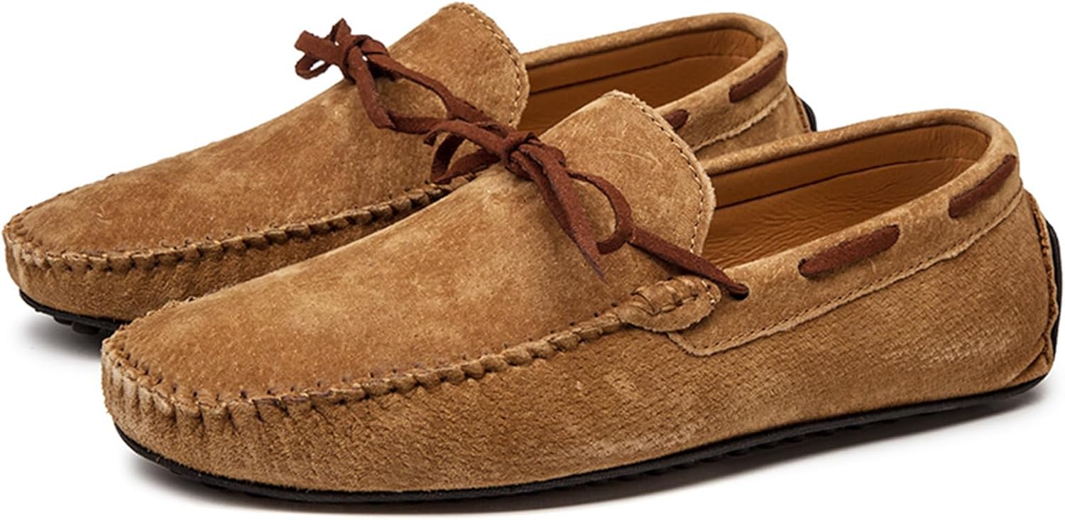 

Мужские мокасины из натуральной кожи, пенни-лоферы, повседневные, на шнуровке, слипоны, мягкие плоские туфли, комфортные повседневные лодочные туфли Glbdu, коричневый