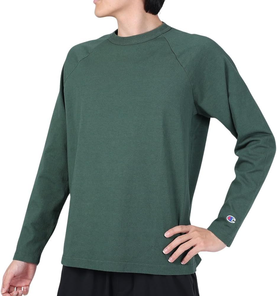 

Мужская футболка с длинным рукавом Champion C5-Q401 T1011 T Ten Eleven с рукавами реглан. Сделано в США, зеленый