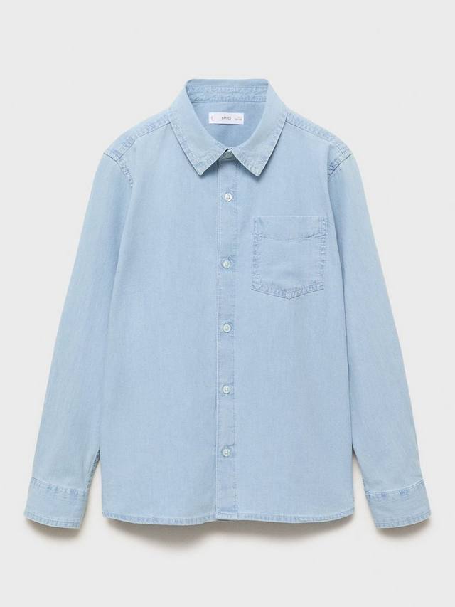 

Детская хлопковая рубашка Joan с длинными рукавами Mango, Open Blue