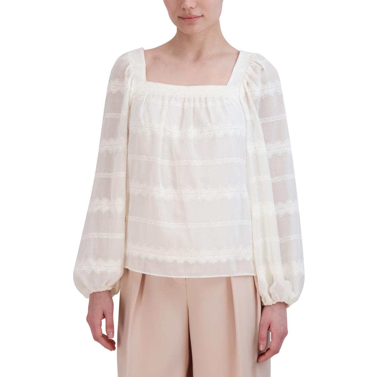 

Женский вышитый крестьянский топ на подкладке BCBGMAXAZRIA, цвет gardenia