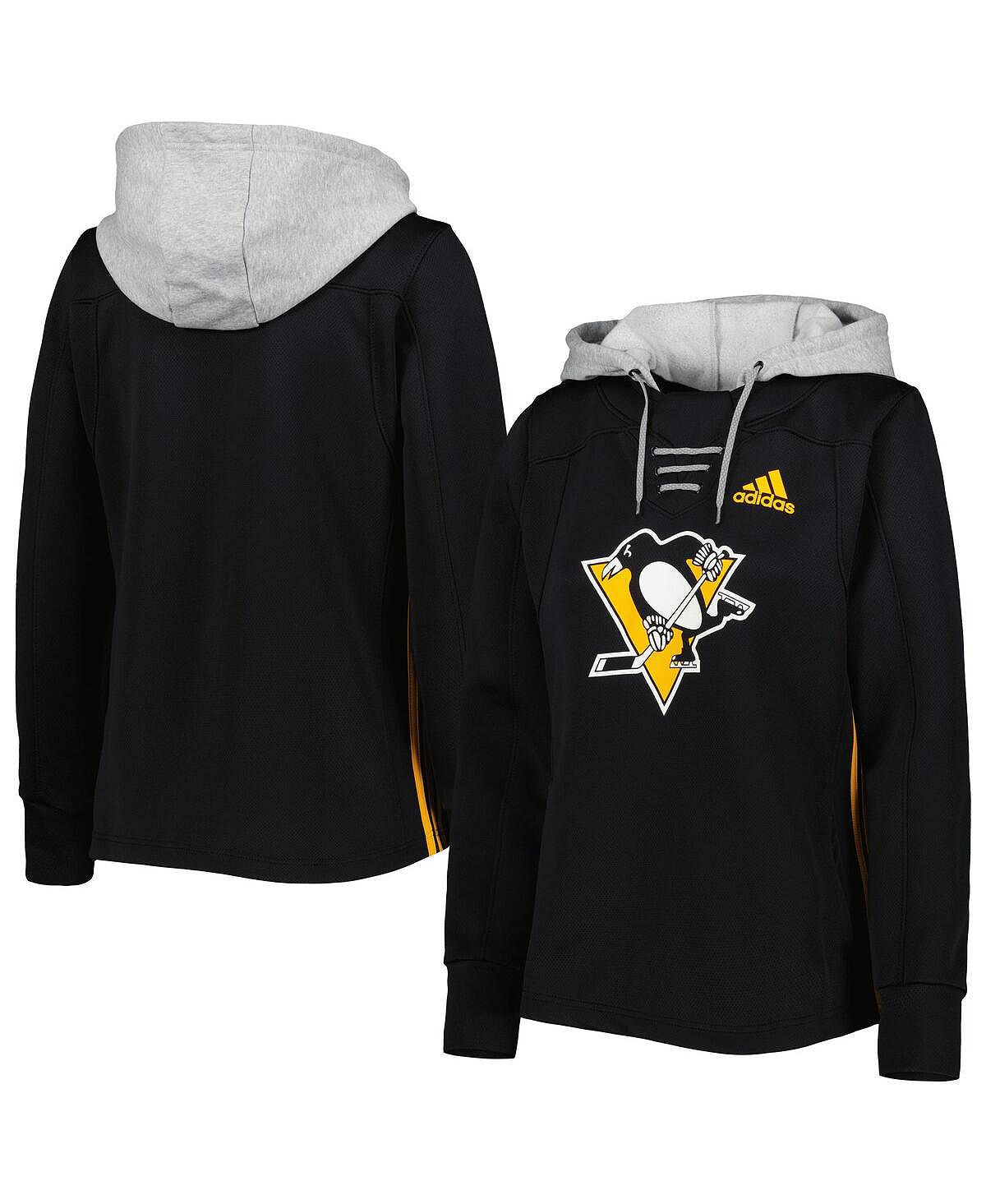 

Женский черный пуловер с капюшоном Pittsburgh Penguins Skate Lace Primeblue Team adidas, черный