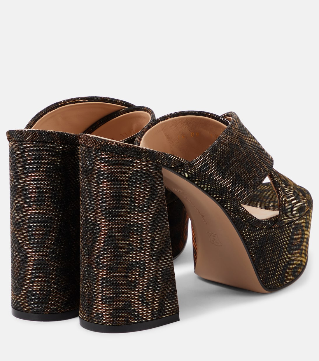 Мюли на платформе из ламе с леопардовым принтом Gianvito Rossi, Leopard Print+Naturale+Mekong — фото 3