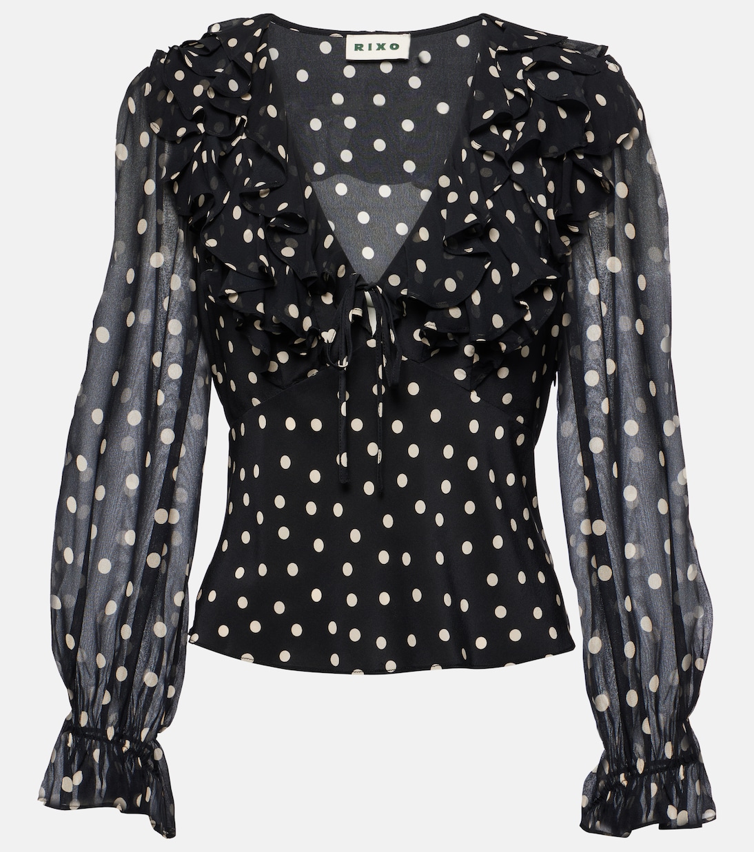 

Шелковая блузка с оборками Lasca Rixo, Bohemia Spot Black