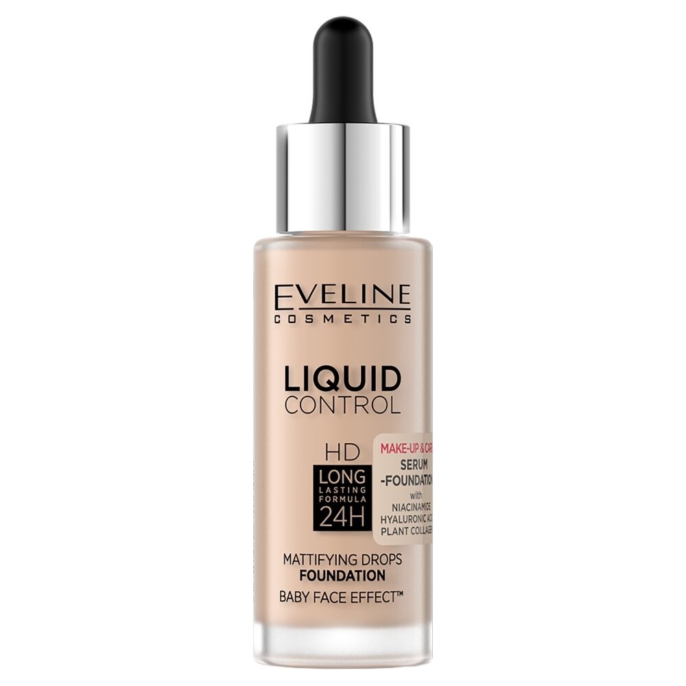 

Eveline Cosmetics, Тональный крем для лица Liquid Control HD Long Lasting Formula 24H с капельницей 050 Golden Beige, 32 мл
