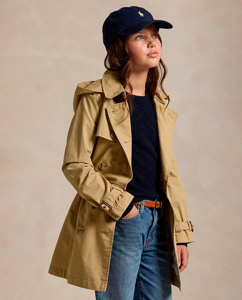 

Тренч для девочек из водостойкого хлопка Polo Ralph Lauren, бежевый