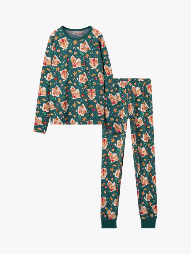 

Пижамный комплект с принтом пряничного домика из хлопковой смеси Polarn O. Pyret, Green
