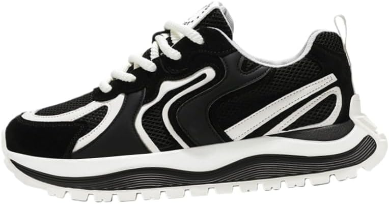 

Мужские спортивные кроссовки с толстой подошвой и дышащей сеткой. Прочная резиновая подошва. Подходят для всех сезонов. Модель с круглым носком Fusecottc, черный