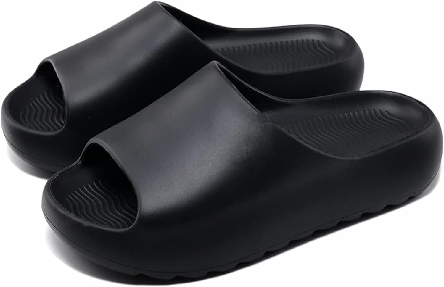 

Детские тапочки Cloud Slides, мягкие тапочки из ЭВА для мальчиков и девочек, сандалии для ванной, домашние тапочки с открытым носком, удобные, с толстой подошвой, для душа, летнего бассейна и пляжа Tptoes, черный